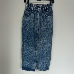 Vintage 80s/90s Acid Wash Denim Midi Skirt
